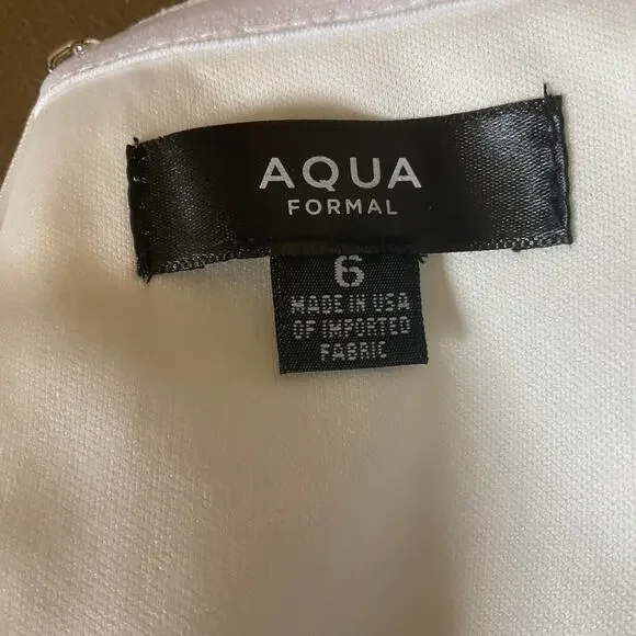 AQUA Cut Out Thigh Slit Sleeveless Long Column Evening Gown White Size 6 Dress - Picture 10 of 11